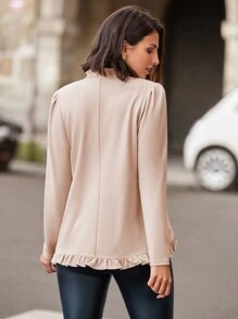 SHEIN Clasi 女用蕾絲裝飾常規版型夾克 - 杏色 - 查看 2