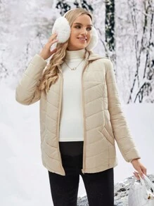 SHEIN 寬鬆孕婦連帽外套 - 杏色 - 查看 11