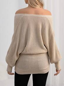 SHEIN 孕妇纯色 V 领裹身毛衣，适合冬季 - 杏色 - 查看 3