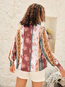 Bohemela Vacation Style Women's Open-front Shirt - Multicolor - View 4