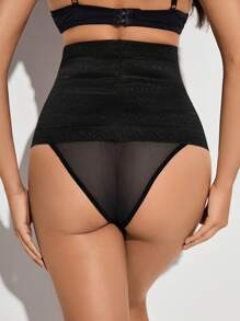 Pantalones De Modelación De Malla Y Cintura Alta Para Mujer