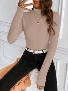 Chiquease High Neck Inner Thermal Lined Sweater - Baby Pink - View 6