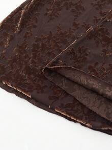 Floral Print High Waist Mesh Flare Leg Pants - Coffee Brown - View 3