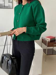 DAZY 1 件女士纯色长袖单排扣休闲商务开衫，秋季女装夹克