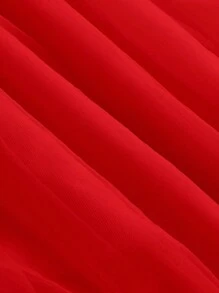 SHEIN MOD High Low Hem Mesh Skirt - Red - View 5