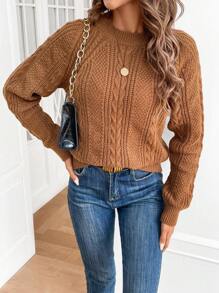 SHEIN Frenchy Cable Knit Raglan Sleeve Sweater