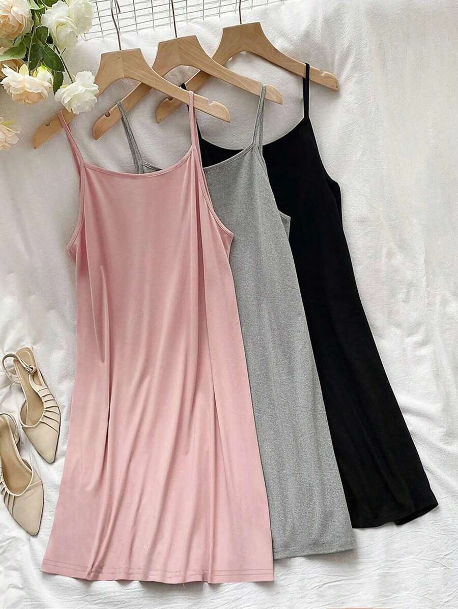 SHEIN LUNE 3pcs Chất rắn Cami ngọn - Nhiều màu - Xem 1