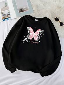 Sudadera Con Cuello Redondo Y Código De Tamaño En Negro - Negro - Ver 1