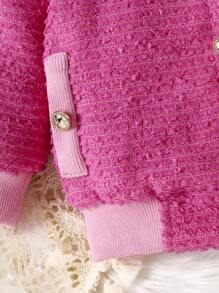 Baby Girls' Button-front Jacket - Hot Pink - View 4