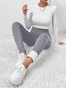 SHEIN Essnce 長打底褲 - 灰色 - 查看 4