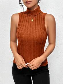 SHEIN Essnce 4入組高領條紋針織背心上衣 - 彩色 - 查看 6