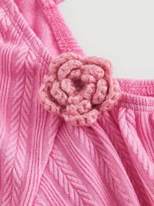 SHEIN MOD Tie Back Flare Sleeve Ruched Bust Dress - Pink - View 4