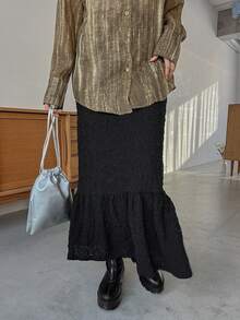 FRIFUL Flounce Hem Skirt - Black - View 6