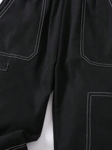 SHEIN 男童大口袋设计裤子 - 黑色 - 查看 3