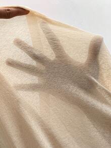 SHEIN Frenchy 對比花邊綁帶後背t恤 - 杏色 - 查看 7