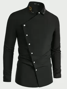 Manfinity VCAY Camisa holgada con botones y estampado gráfico para hombres
