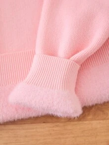 SHEIN 青少女高領珍珠釘毛衣 - 粉色 - 查看 4