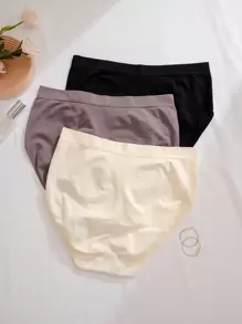 Women's Plus Size 3pcs Solid Color Comfortable Underwear - Multicolor - View 2