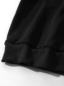 SHEIN LUNE Của phụ nữ Hoa văn chữ thập Lông cừu Áo nỉ - màu đen - Xem 4