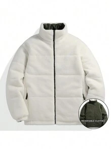 男士冬季双面穿保暖外套，保暖 - 軍綠色 - 查看 1