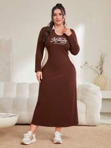 Mulvari 大碼連身裙 - 棕色 - 查看 1