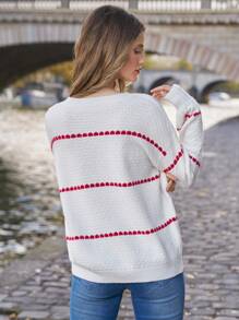 SHEIN Frenchy Women'S Striped Drop Shoulder Sweater