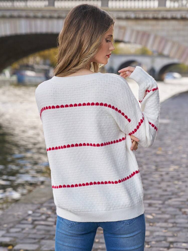 Women'S Striped Drop Shoulder Sweater