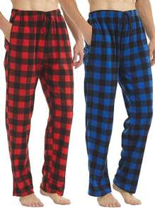 Nam 2 Miếng Bản in Gingham Eo dây rút Quần - Nhiều màu - Xem 1