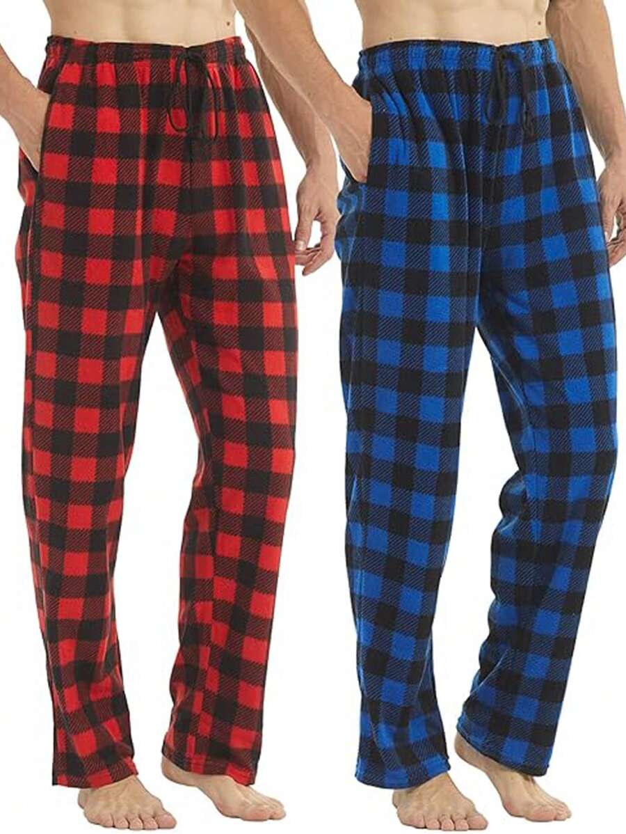 Nam 2 Miếng Bản in Gingham Eo dây rút Quần - Nhiều màu - Xem 1