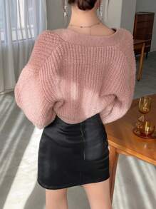 FRIFUL Women'S Solid Color Drop Shoulder Cardigan - Pink - View 8
