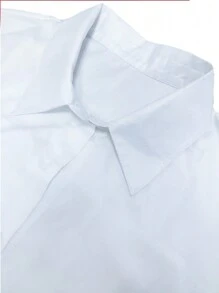 女士欧美风宽松衬衫纽扣细节街头风连衣裙，秋冬休闲白色春季款 - 白色 - 查看 5