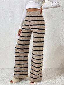 SHEIN LUNE Women's Leisure Knitted Trousers - Khaki - View 5
