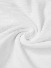 SHEIN MOD Solid Ruched Front Tee - White - View 4