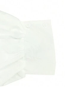 Women's Mandarin Collar Loose Solid Color Lantern Sleeve Side Ruched Dress, Street Fashion