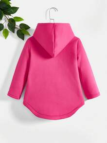 SHEIN 素色連帽衛衣適合女孩(孩子) - 玫紅色 - 查看 2