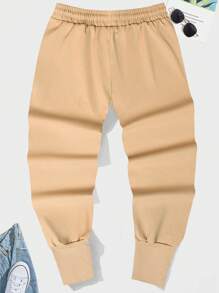 Manfinity LEGND Men's Side Pocket Slim Fit Jogger Pants - Khaki - View 3