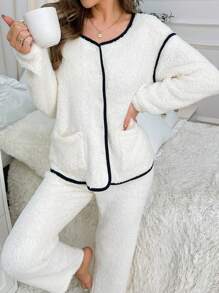 女性家居服套裝 - 杏色 - 查看 1