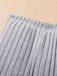 2 cái/bộ Thiếu niên Cô gái Tay áo dài Áo thun Và Quần - Xám - Xem 4