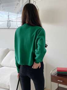 DAZY 1 件女士纯色长袖单排扣休闲商务开衫，秋季女装夹克