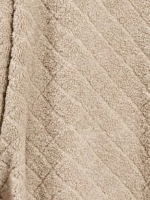 SHEIN LUNE 翻蓋細節落肩袖絨毛外套 - 卡其色 - 查看 7