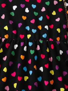 SHEIN 少女彩色波點圓領長袖連衣裙，適用於春秋季節、戶外活動和各種場合，波點增添活力與天真無邪感，穿著舒適