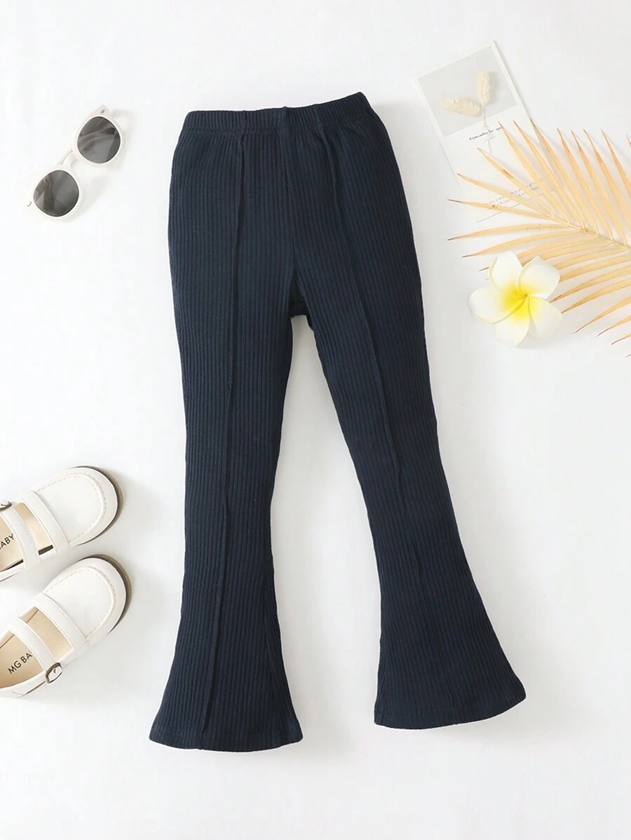 SHEIN Young Girl Flared Pants - Navy Blue - View 1