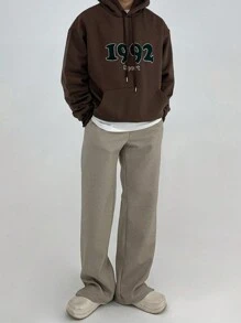 DAZY Nam In thư Dây rút Hoodie Áo nỉ - màu nâu - Xem 6