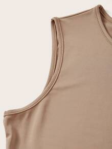 SHEIN BASICS Solid Ribbed Knit Bodysuit