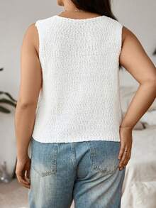 Flirla Plus Solid Button Front Knit Top - Apricot - View 2