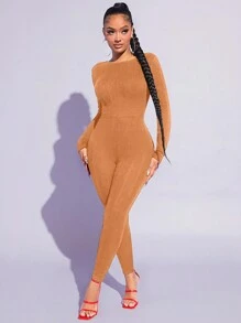 SHEIN SXY Women'S Backless Jumpsuit - Brown - View 5