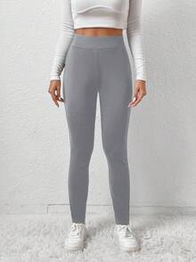 SHEIN Essnce 長打底褲 - 灰色 - 查看 5