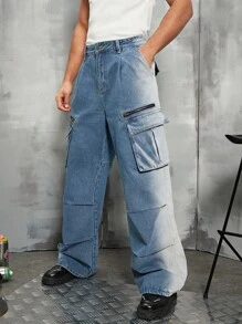 Manfinity EMRG Loose Fit Men's Gradient Color Cargo Jeans