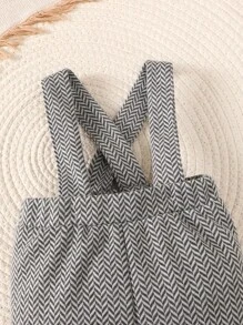 男嬰標語圖案連身背心&背帶褲&外套 - 彩色 - 查看 6