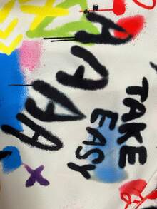 Slaydiva 大碼塗鴉圖案單釦西裝外套 - 白色 - 查看 6